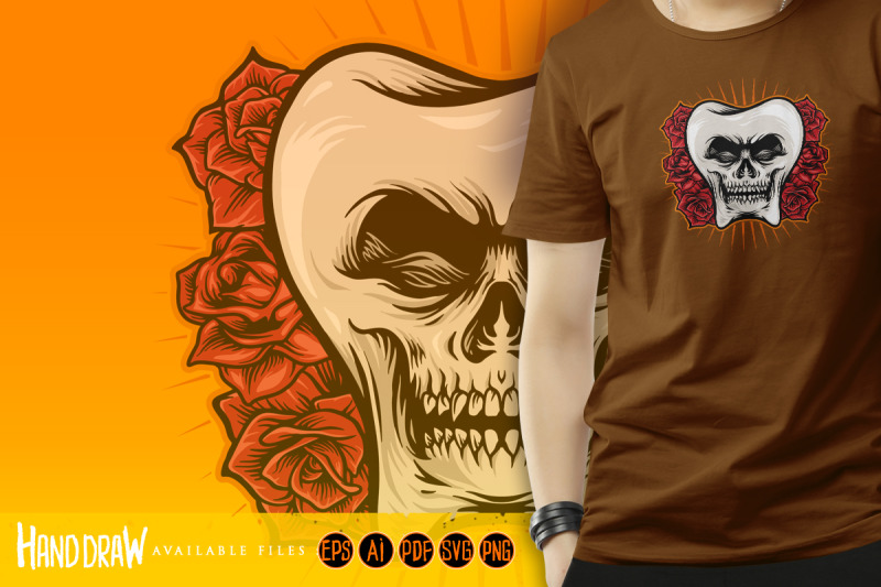 tooth-skull-with-rose-illustrations