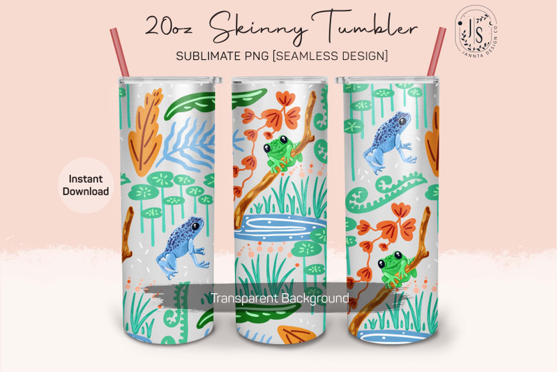 tropical-frog-20oz-tumbler-sublimation-tropical-forest