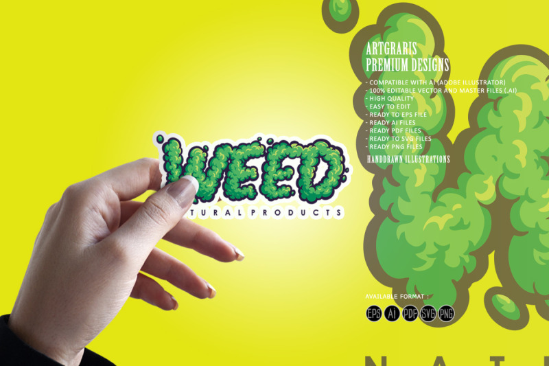 green-weed-word-lettering-font-cannabis-hemp-buds-decorative