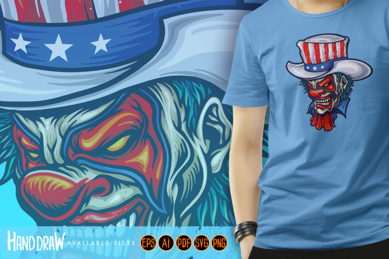 evil-clown-american-hat-halloween-illustrations