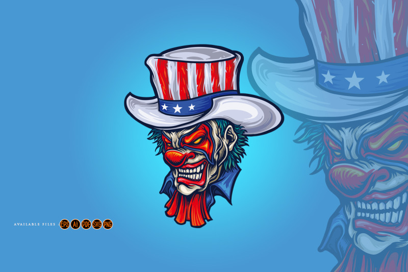 evil-clown-american-hat-halloween-illustrations