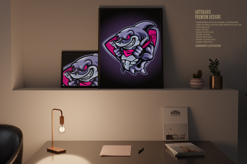 angry-shark-is-eating-mascot-logo-illustrations