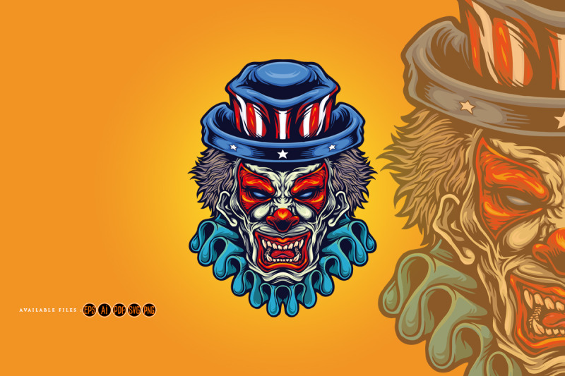 spooky-clown-with-american-flag-hat-illustrations