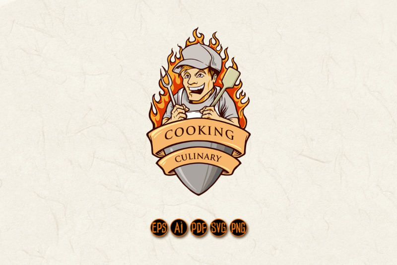 cooking-man-chef-smile-illustrations-with-ribbon