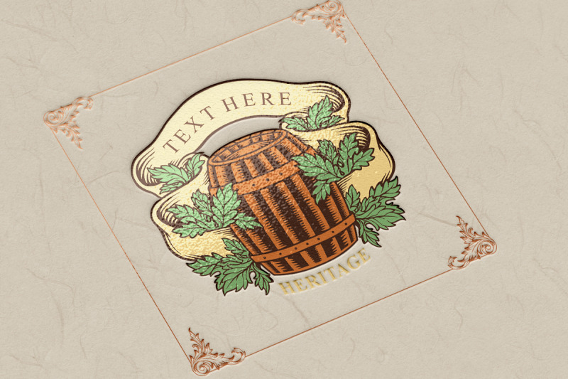 wooden-barrel-beer-leaf-with-ribbon-classic-logo