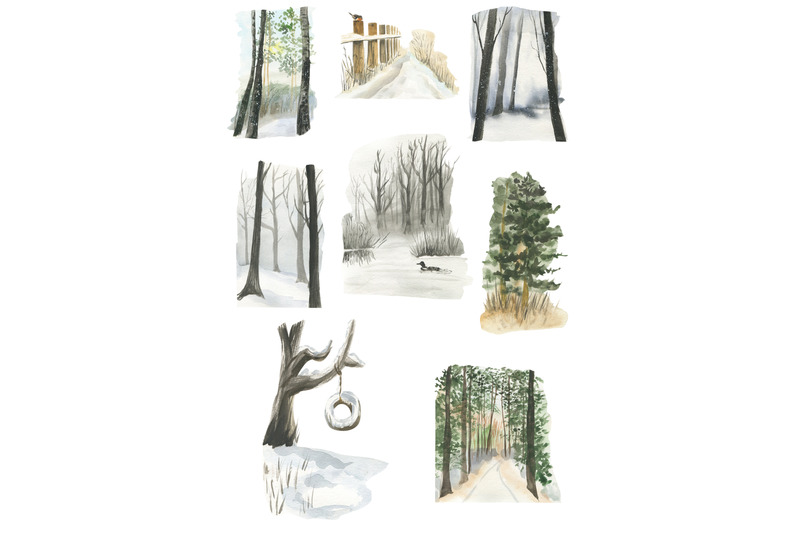 snow-watercolor-forest