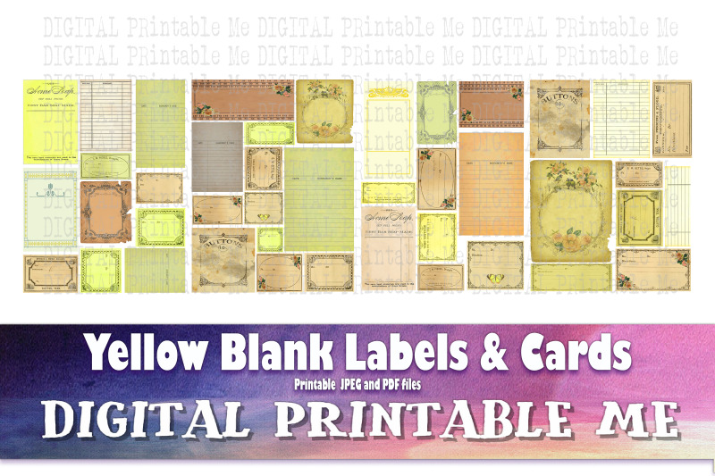 blank-labels-cards-yellow-junk-journal-kit-gold-vintage-pharmacy-apo