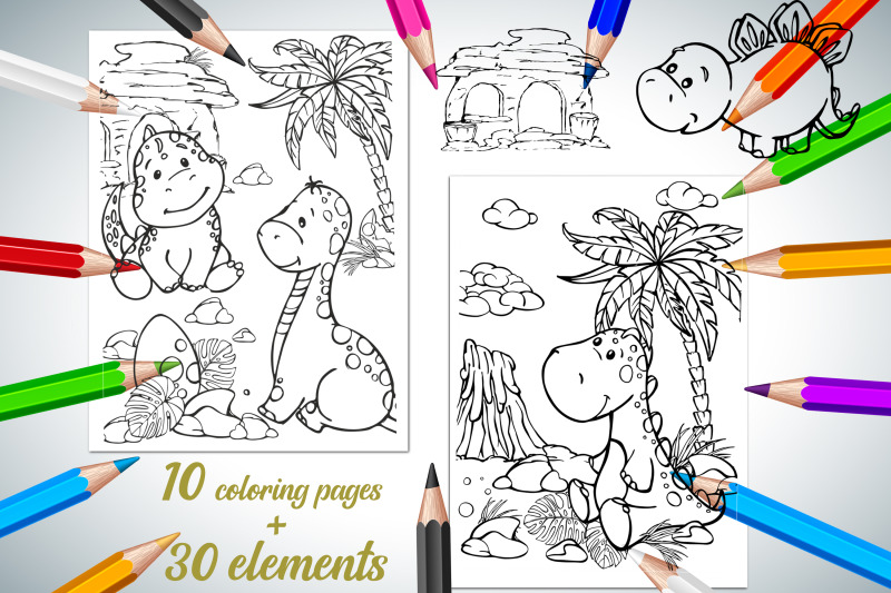 dino-coloring-pages-dinosaur-printable-coloring-book-digital-download-png-gift-for-kids-animals-sheets-tropical-stamps