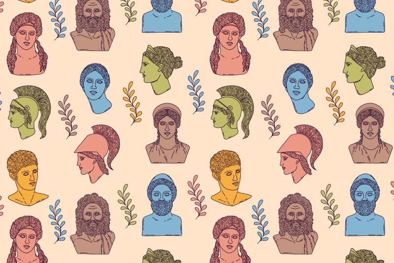 pattern-with-greek-statues
