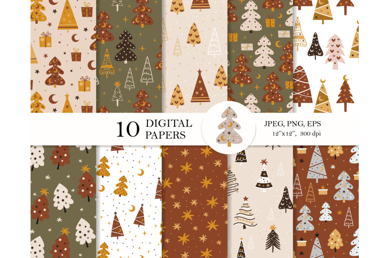 christmas-tree-digital-paper-pack
