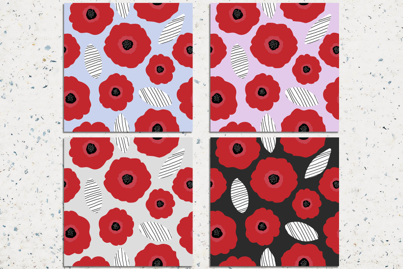 poppy-flower-seamless-patterns