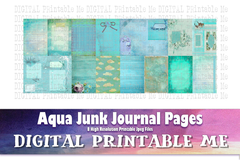 aqua-blue-junk-journal-pages-blank-scrapbook-kit-vintage-light-antiq
