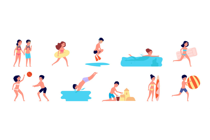 swimming-kids-cartoon-summer-children-boy-girl-playing-on-beach-or-p