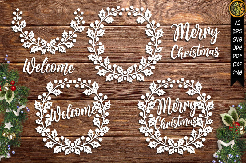 christmas-holly-wreath-laurel-monogram-svg-clipart-cut-files