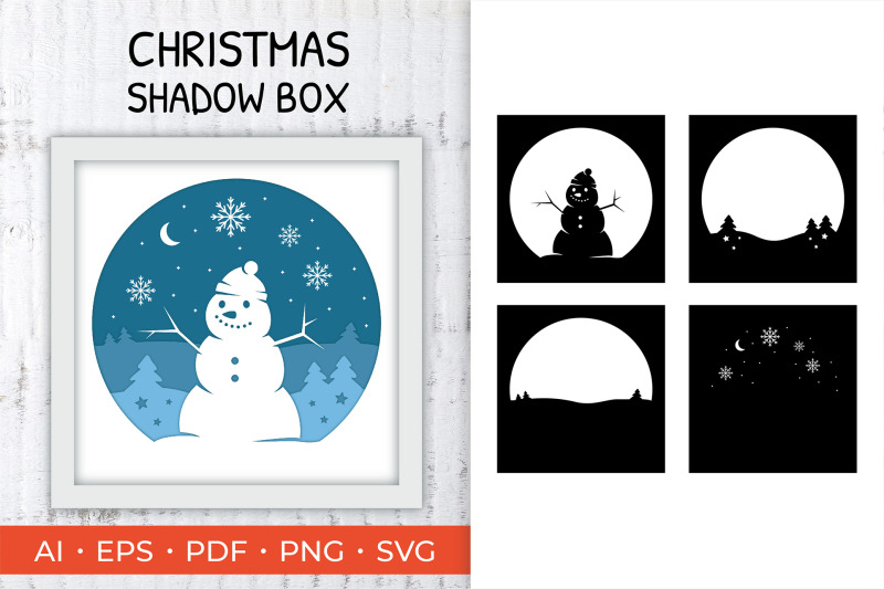 christmas-shadow-box-svg-snowman-3d-paper-cut-winter-svg