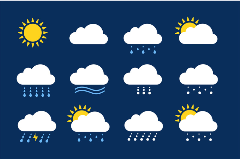 weather-icons-season-climate-precipitation-rain-and-snow-flat-meteo