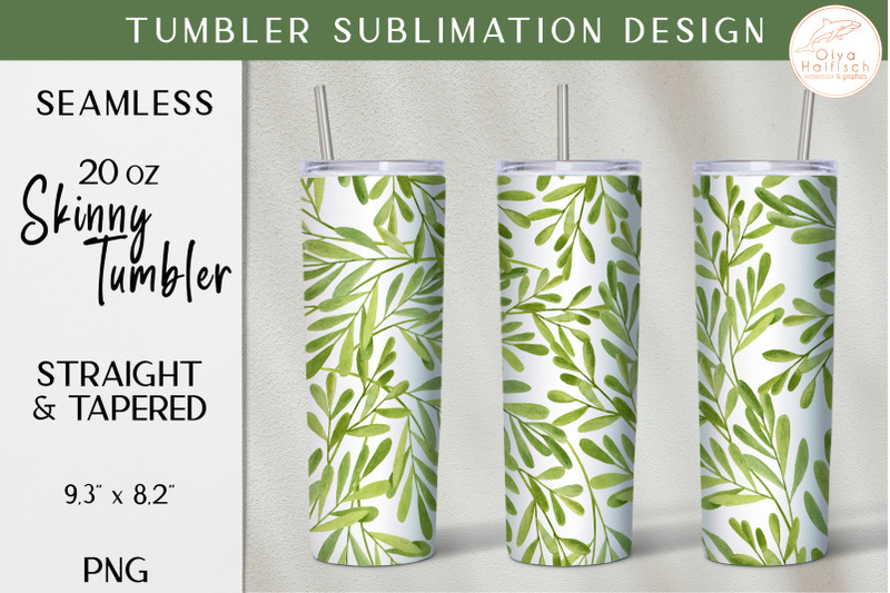 watercolor-greeenry-tumbler-wrap-png-20-oz-tumbler-sublimation