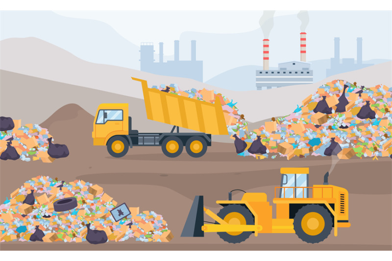 landfill-landscape-with-trash-piles-bulldozer-and-garbage-truck-plas