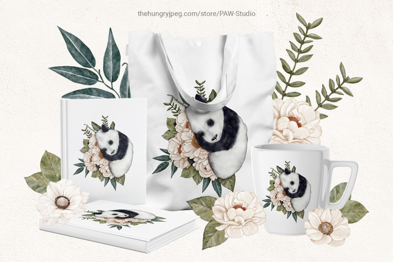 floral-panda-sublimation-watercolor-clipart