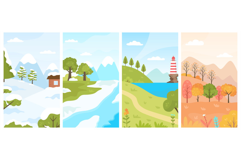 flat-four-seasons-landscapes-spring-summer-autumn-and-winter-carto