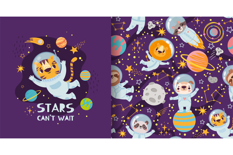 cute-cartoon-animals-in-space-pajamas-print-and-pattern-design-astro