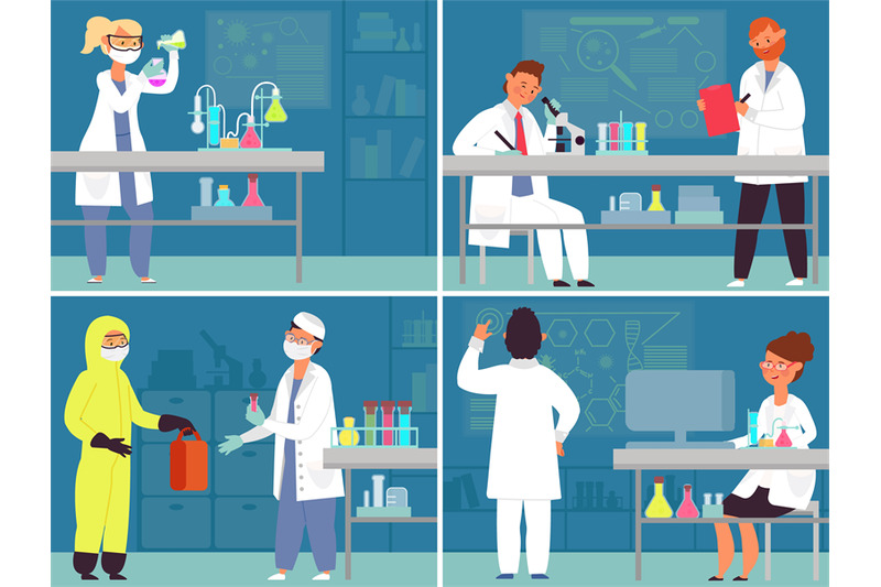 medical-laboratory-characters-lab-work-medicines-research-equipment