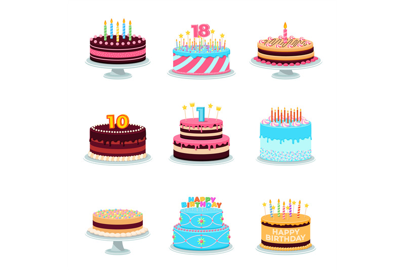 isolated-cartoon-cake-birthday-cakes-decorated-cute-congratulations