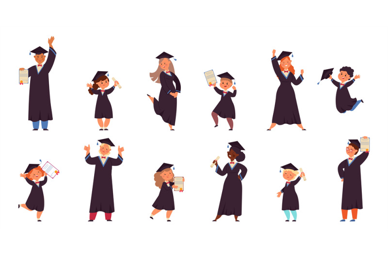 children-graduates-school-graduation-cheerful-kids-holding-diploma