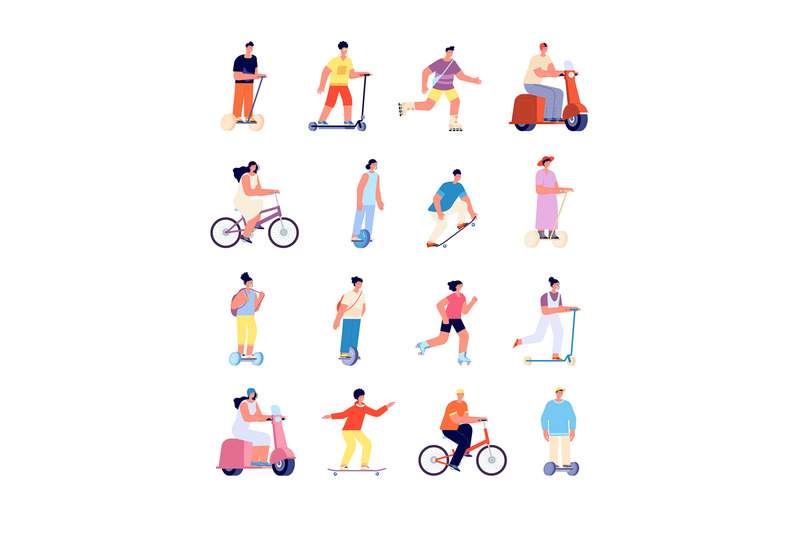 cartoon-people-ride-man-on-bicycle-urban-lifestyle-activity-isolate