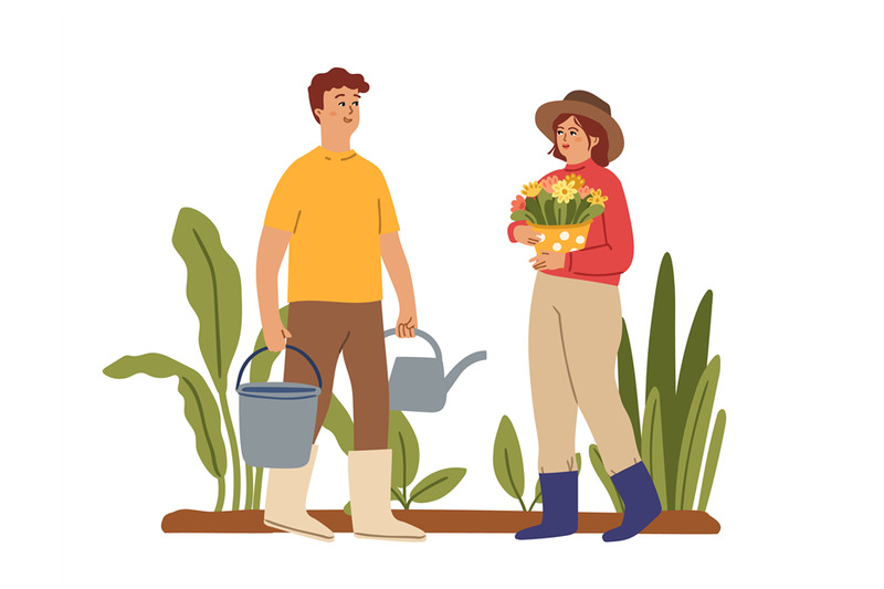 gardeners-people-in-garden-planting-season-green-plants-woman-hold