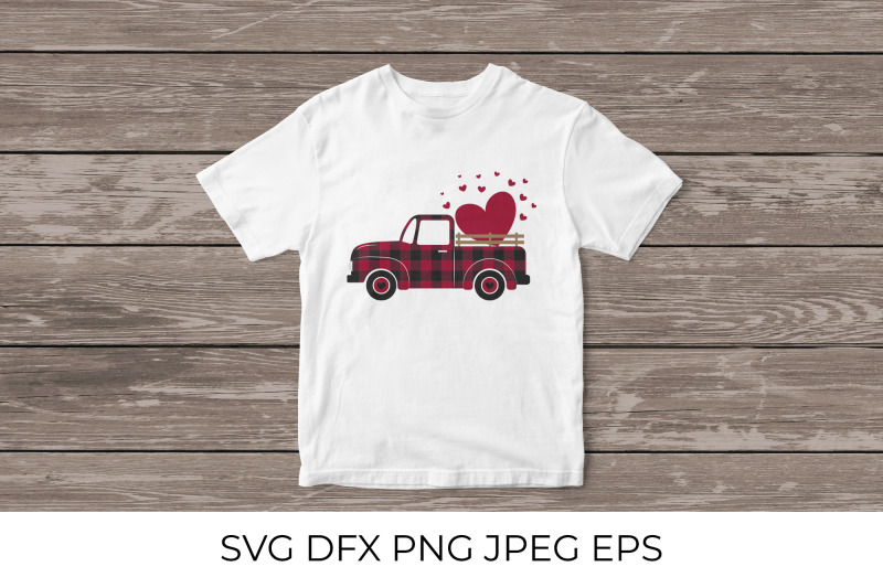 valentines-retro-truck-red-buffalo-plaid-vintage-pickup