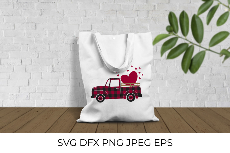 valentines-retro-truck-red-buffalo-plaid-vintage-pickup