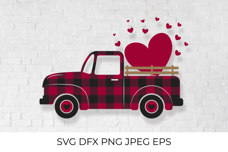 valentines-retro-truck-red-buffalo-plaid-vintage-pickup