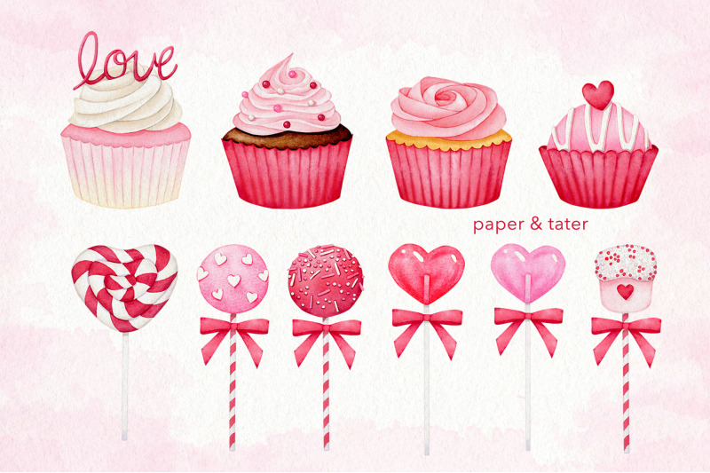 watercolor-valentine-sweets-clipart-love-cookies-cupcakes-png
