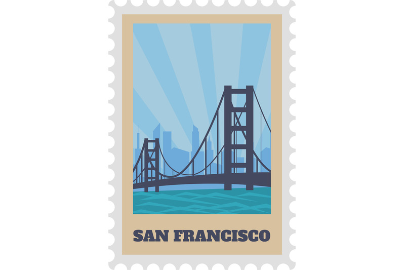 san-francisco-postal-stamp-with-bridge-sight