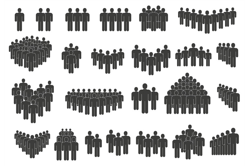 People crowd silhouette, business group or team icons. Social communit ...