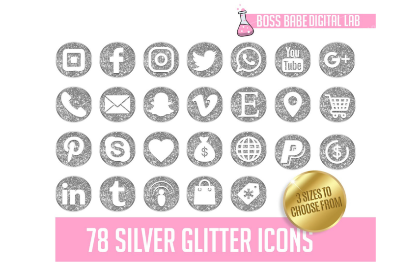 silver-glitter-icon-kit