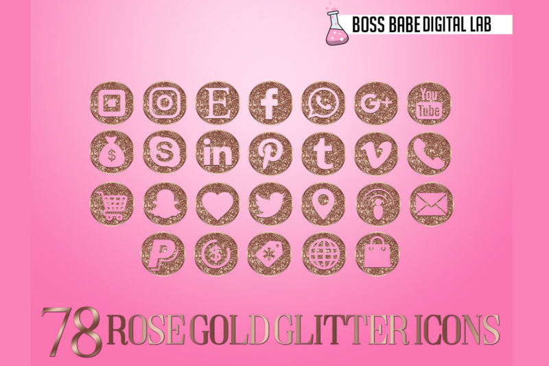 rose-gold-glitter-icon-kit