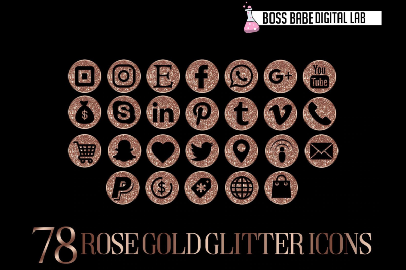 rose-gold-glitter-icon-kit