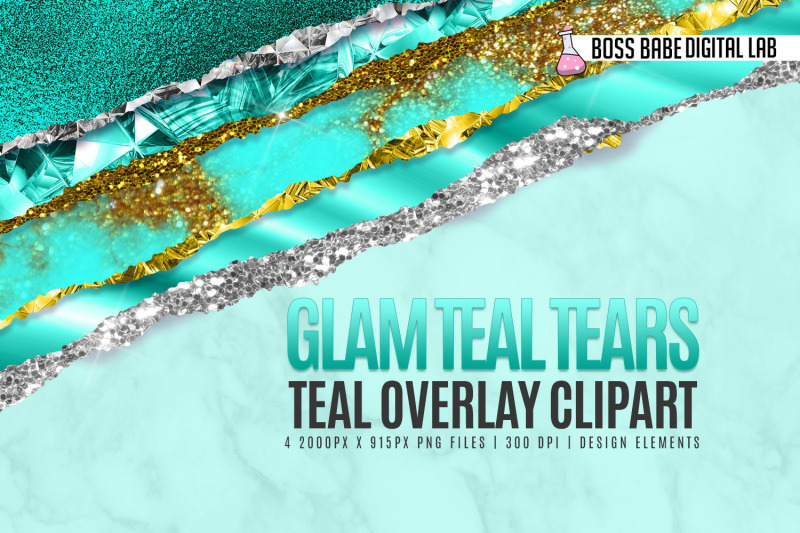 glam-teal-tears-clipart