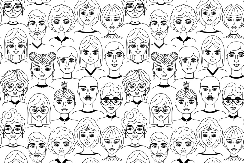 pattern-with-men-and-women-faces