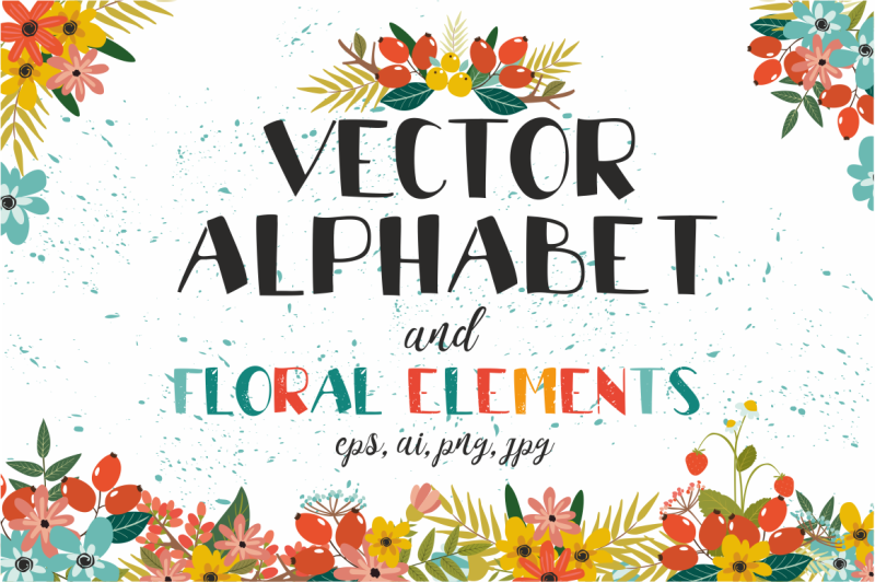 vectot-alphabet-and-floral-elements