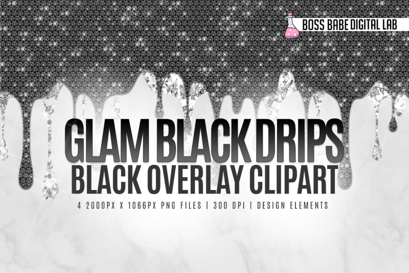 glam-black-and-diamond-drips-clipart