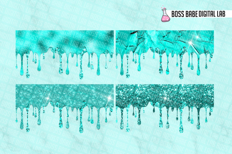 glam-teal-drips-clipart