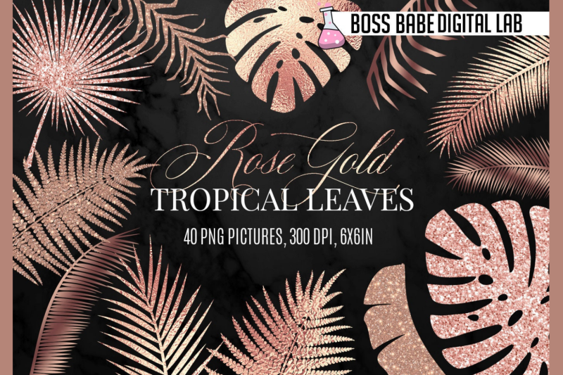 rose-gold-tropical-leaves