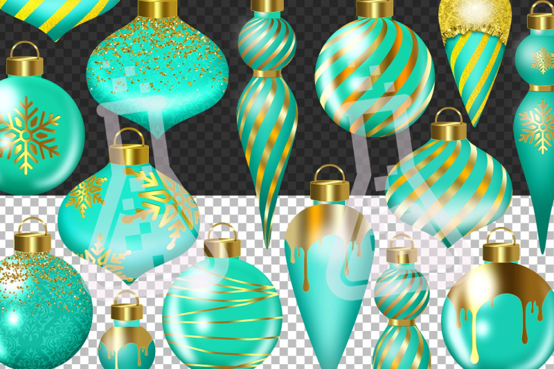 glam-turquoise-and-gold-christmas-ornament-clipart-christmas-clipart