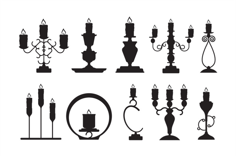 candlestick-silhouettes-black-shapes-of-candelabrum-with-burning-flam