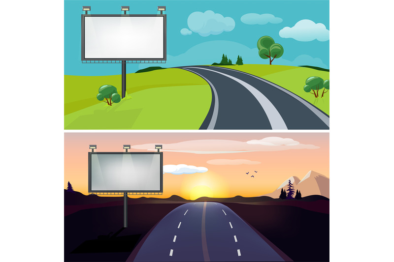 road-landscapes-day-night-highway-with-blank-billboard-country-eveni