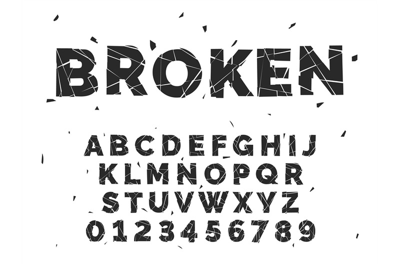 broken-alphabet-crash-font-capital-latin-letters-and-numbers-crack