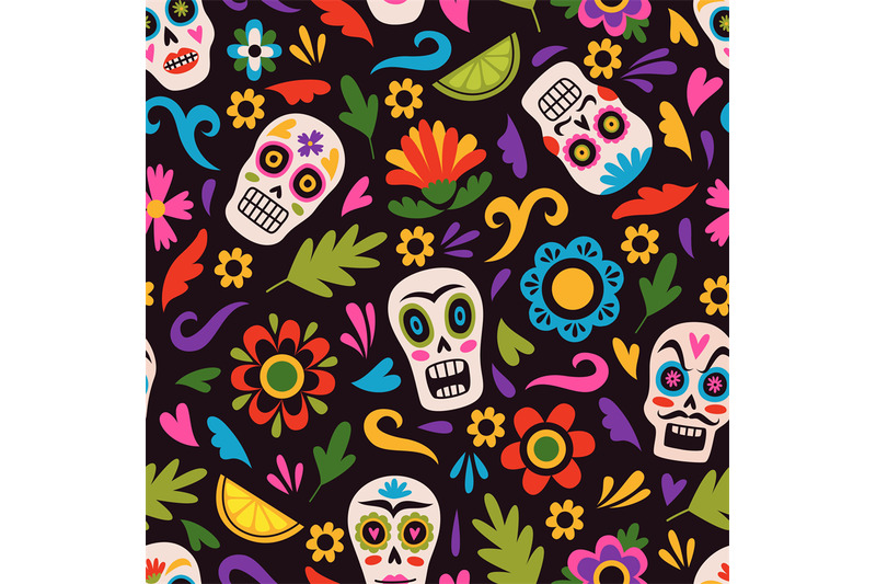 seamless-pattern-mexican-holiday-traditional-sugar-skulls-on-floral-b